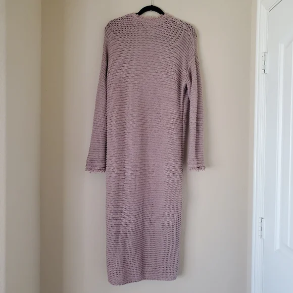 Free People Woodstock Duster Cardi Longline Cardigan Sz L Mauve Cotton Boho - Picture 3 of 10